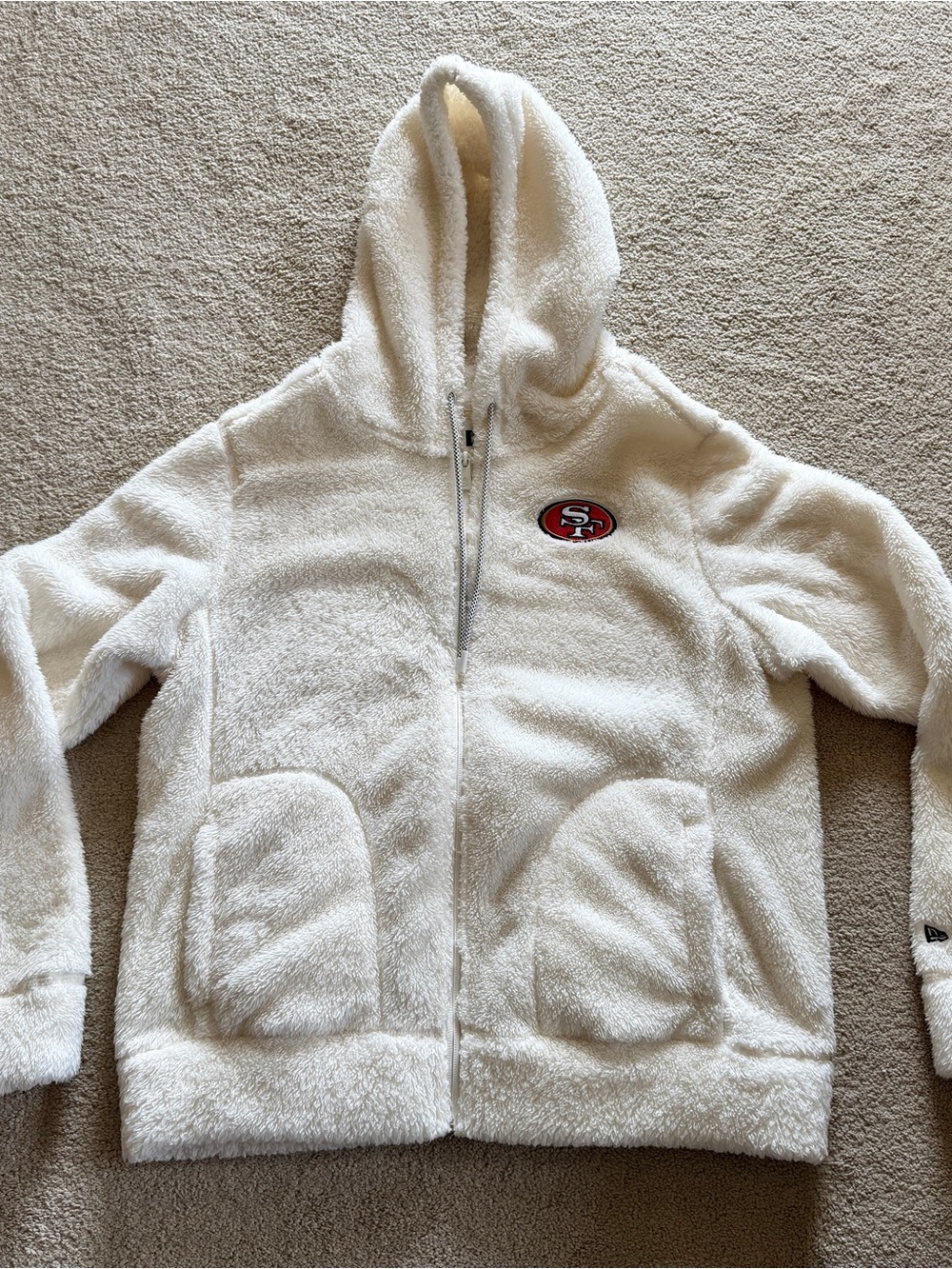 49ers New Era Women’s XL White Sherpa Fleece Full Zip Hoodie